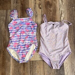Cat & Jack Kids Swim One Piece Set - Pink Flamingo and Purple Scales